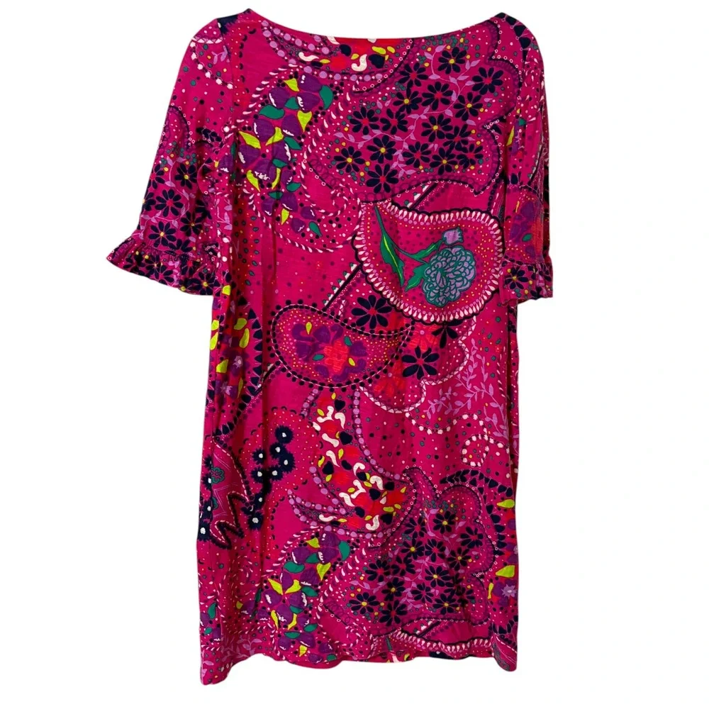 Lilly Pulitzer Womens Small T-Shirt Dress Pink Paisley 100% Cotton Summer Bright